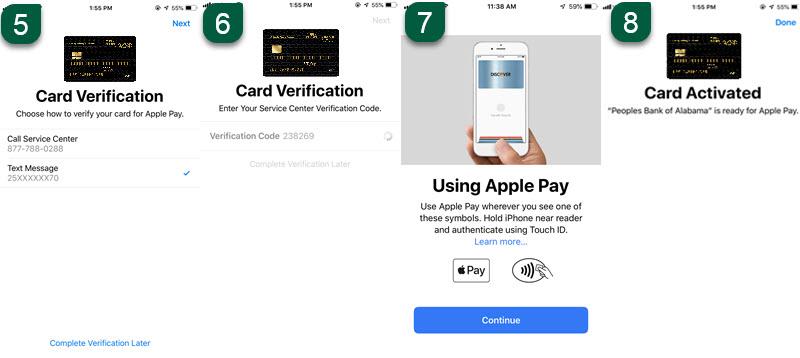 Apple Pay setup instructions screen shots 