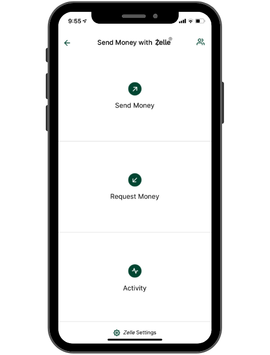 Zelle Home Screen